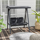 2-Seater Outdoor Porch Swing with Adjustable Canopy, Patio Swing Chair for Garden, Poolside, Backyard, Dark Blue - Black
