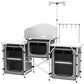 Aluminum Camping Kitchen, Portable Folding Camping Table with Fabric Cupboards, Windshield, Bag for BBQ, Picnic, Grey