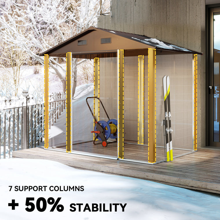 7.7' x 6.5' Metal Garden Shed with Ventilation and Lock
