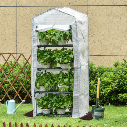 28" x 20" x 63" Greenhouse with Tiered Shelves and PE Cover