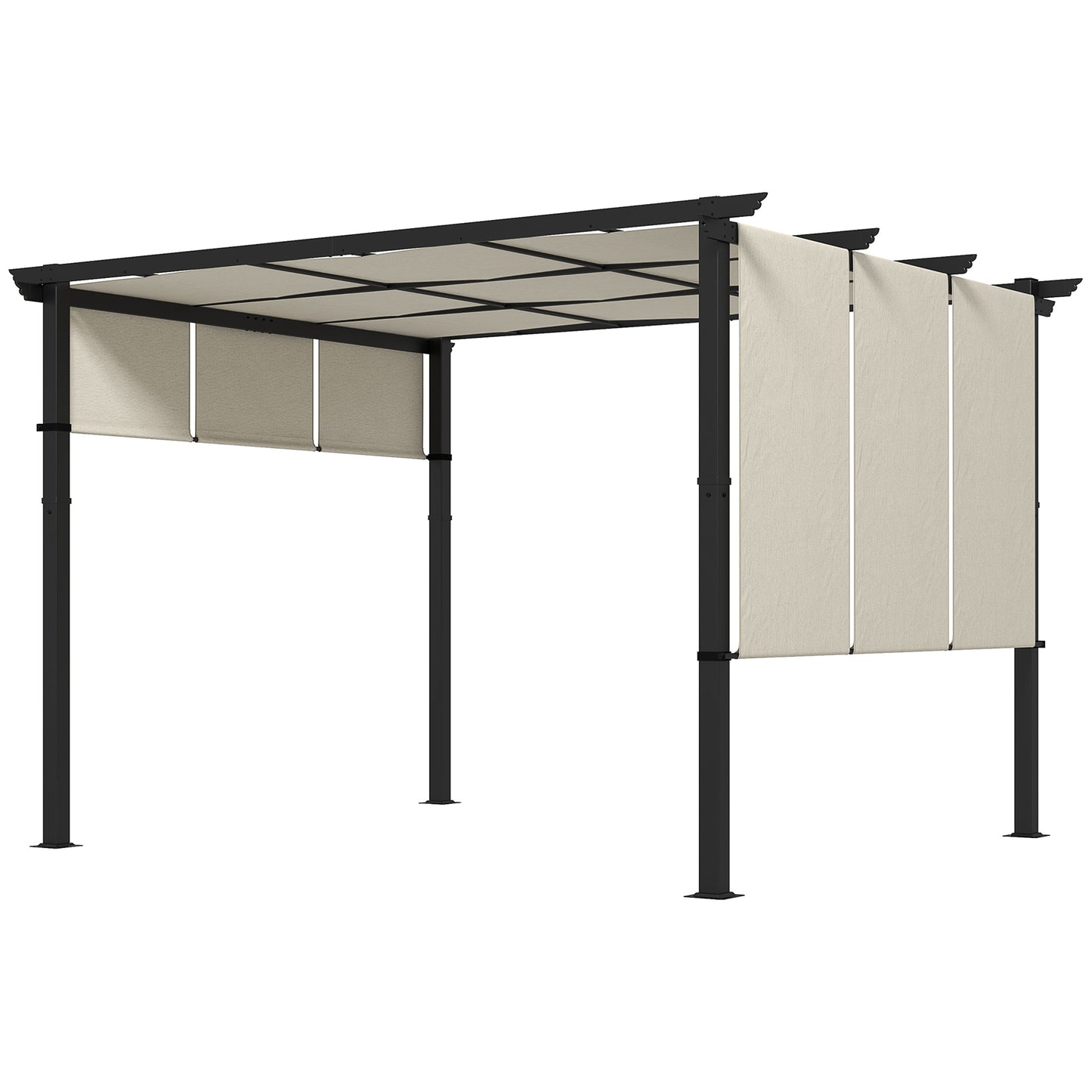 Metal Pergola, Outdoor Pergola with Retractable Canopy, for Garden, Patio, Backyard, Deck