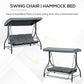 Convertible Patio Swing Bed with Canopy and Cushions, 3 Seater Porch Swing for Outdoor, Backyard, Garden, Beige