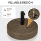 Umbrella Base, Heavy Duty Fillable Base Holder with Steel Pole, Round Parasol Stand for Patio, Outdoor, Backyard, Brown