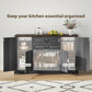 Farmhouse Sideboard with Charging Station and Thickened Top, 58" Buffet Cabinet with 2 Soft-Close Drawers, Black