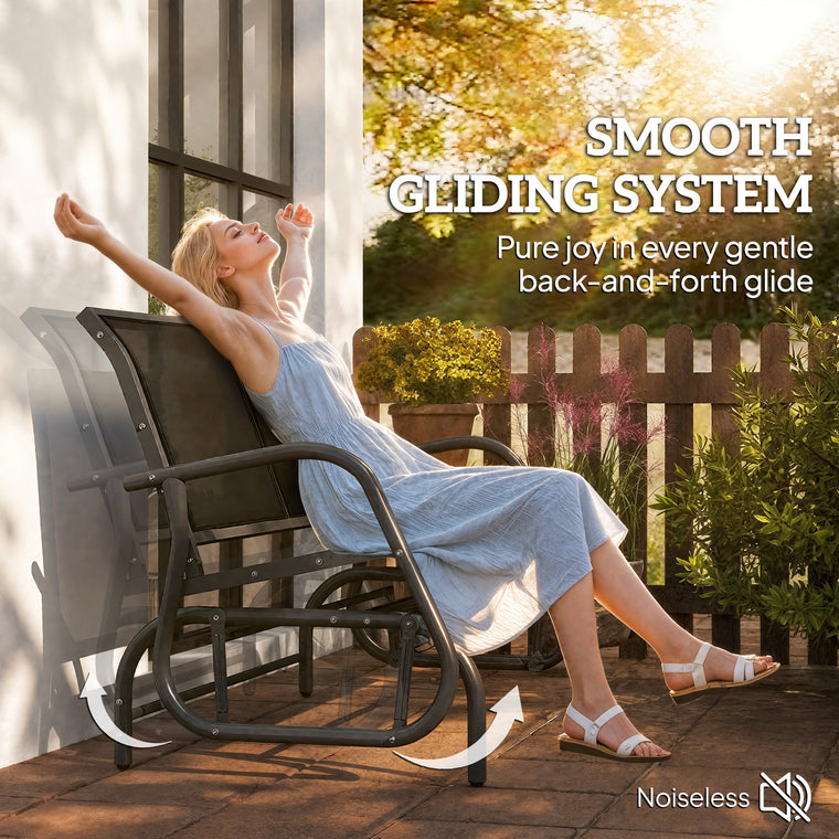 Heavy-Duty Steel Frame Glider Bench with Sling Seat
