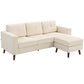 Sectional Sofa with Changeable Chaise Lounge, 3 Seat L-Shaped Sofa, Upholstered Couch for Small Space, Cream White