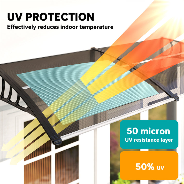 40" x 80" Brown Polycarbonate Door Awning Canopy