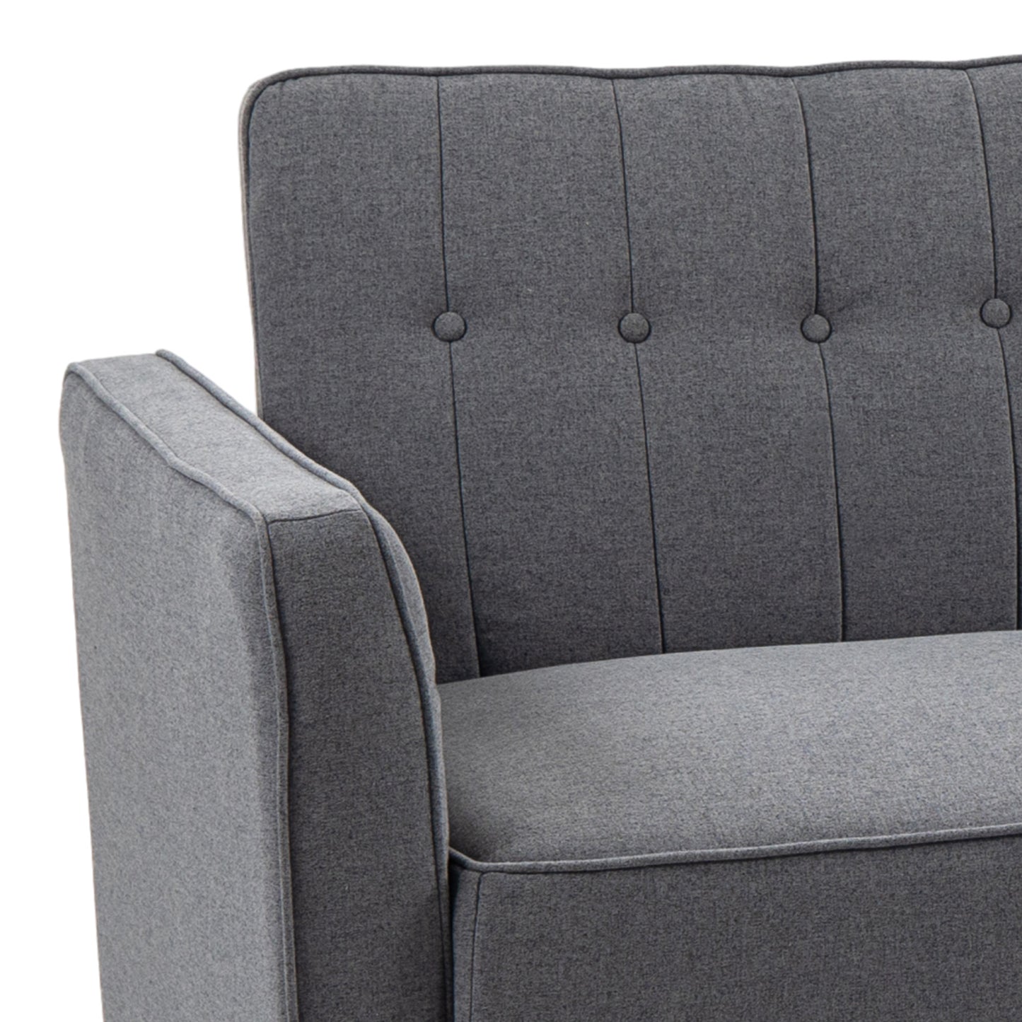 Convertible Bed with Couch, Button Tufted Fabric Sofa Bed with Adjustable Back for Living Room, Charcoal Grey
