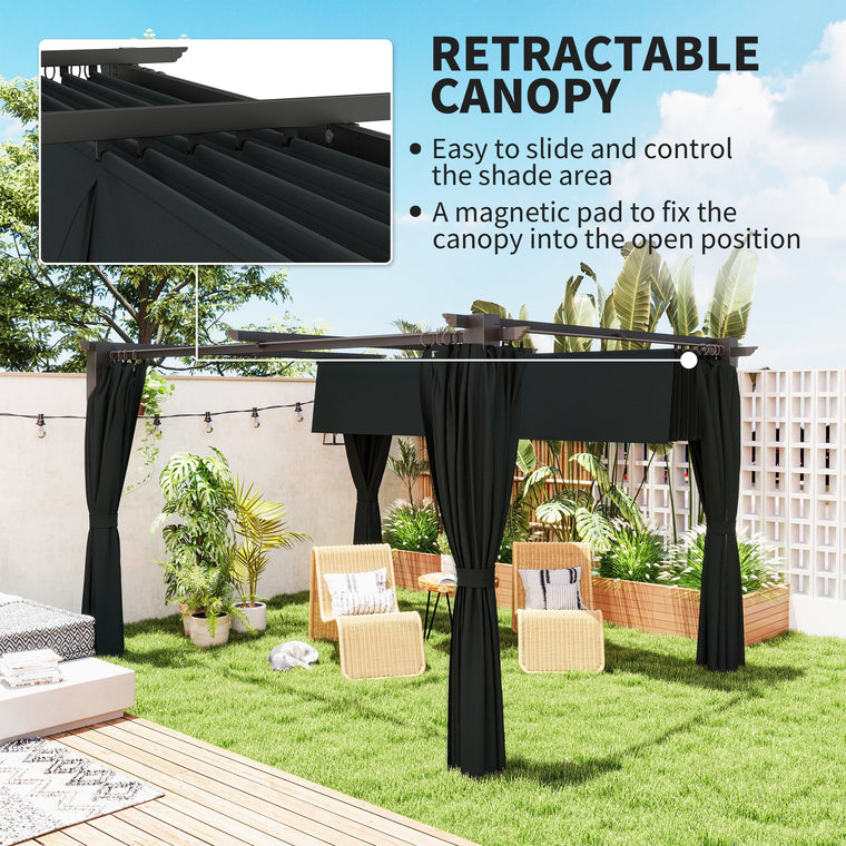 10' x 13' UPF30+ Pergola Sun Shade Shelter with Curtains