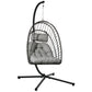 Hanging Egg Chair with Stand, Foldable Wicker Rattan Swing Chair with Thick Cushion, Light Grey