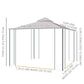 10' x 10' Steel Outdoor Patio Gazebo Canopy with Removable Mesh Curtains, Display Shelves, & Steel Frame, Brown