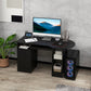 Computer Desk with Storage, Home Office Laptop Table with Shelves and Drawers, Modern Workstation Desk with Keyboard Tray for Study, Living Room, Black