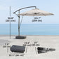 10FT Cantilever Umbrella with Fillable Base, Wind Strap and Cover, Offset Hanging Umbrella with Crank, Cream White