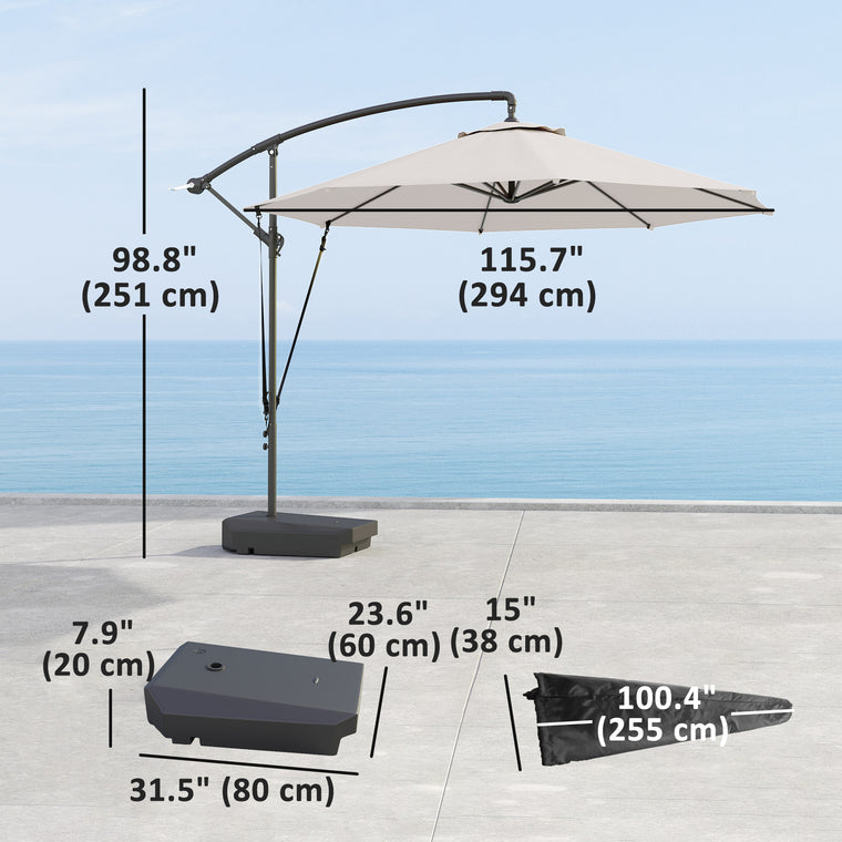 10FT Cream White Offset Cantilever Umbrella with Fillable Base