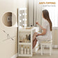Vanity Desk with Mirror and 12 LED Lights, Makeup Table w/ Power Outlet, 3 Light Colour, 6 Drawers and 2 Shelves, White