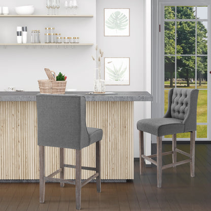 Set of 2 40" Tufted Bar Stools - Grey
