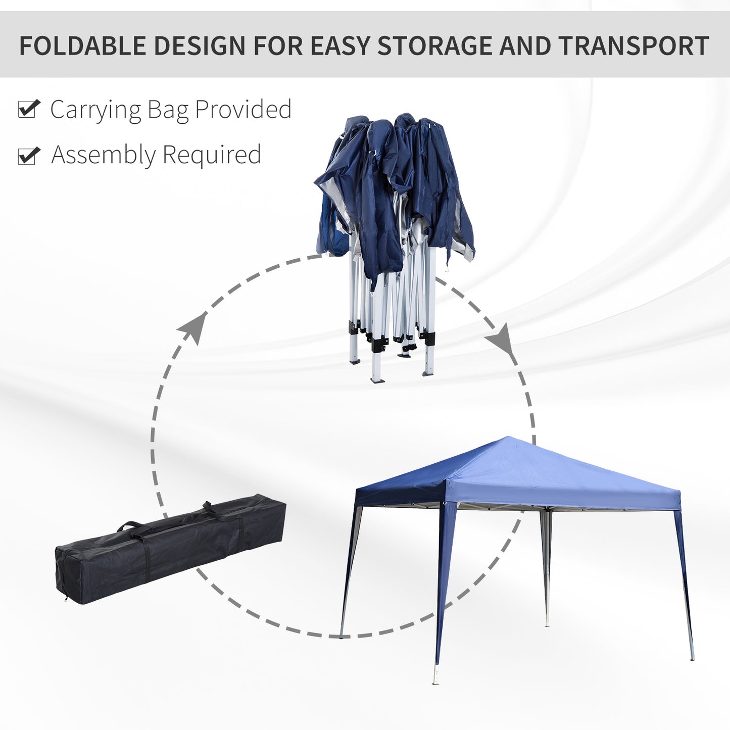 10 x 10ft Folding Pop Up Tent Outdoor Gazebo Canopy with Carrying Bag, Blue
