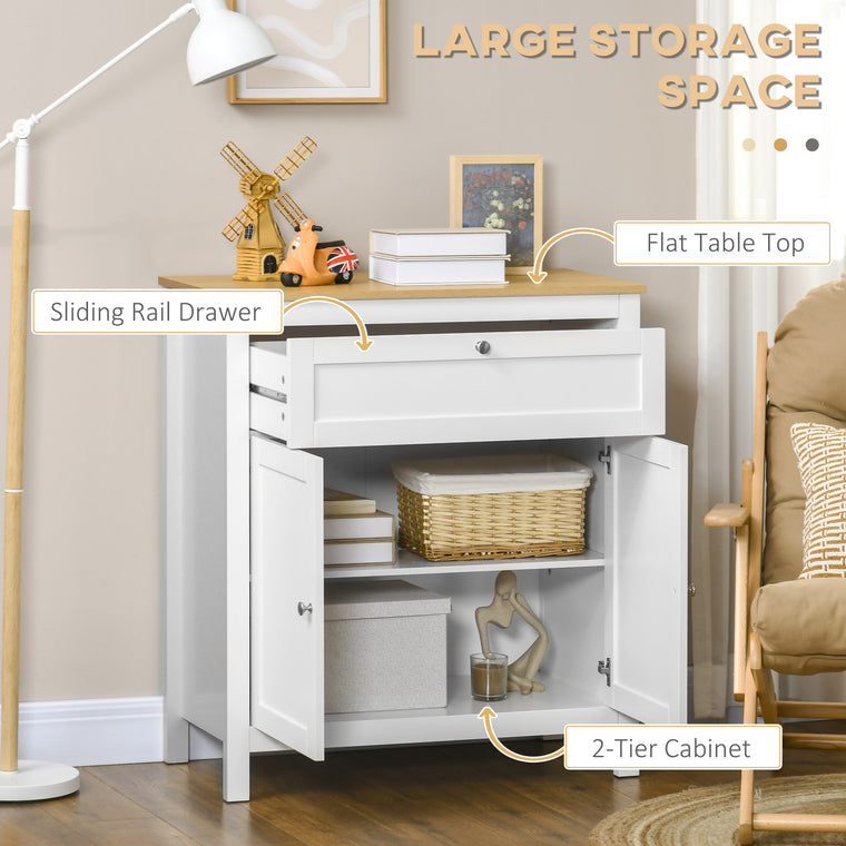 Sideboard Buffet Cabinet with Drawer and Doors - White