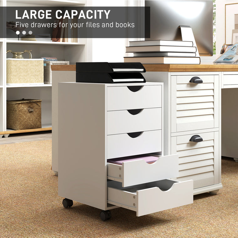 5-Drawer Mobile File Cabinet with Wheels