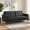 3 Seater Sofa Upholstered with Padded Cushion Modern Button Tufted Couch with Wood Legs, Dark Grey