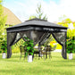 10.7 x 10.7ft Pop Up Gazebo, Adjustable Instant Sun Shelter with UV30+ Roof Cover, Removable Mesh Curtains, Dark Grey