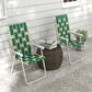 Set of 2 Folding Patio Chairs, Portable Chair Set with Armrests for Camping, Garden, Pool, Beach, Backyard, Green