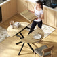 39.5"-53" Extendable Dining Table for 4-6, Industrial Kitchen Table with Butterfly Leaf and X-Shape Base, Natural Wood