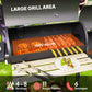 Charcoal BBQ Grill with Offset Smoker Portable Backyard Cooking Smoker, 124 x 53 x 104 cm, Black