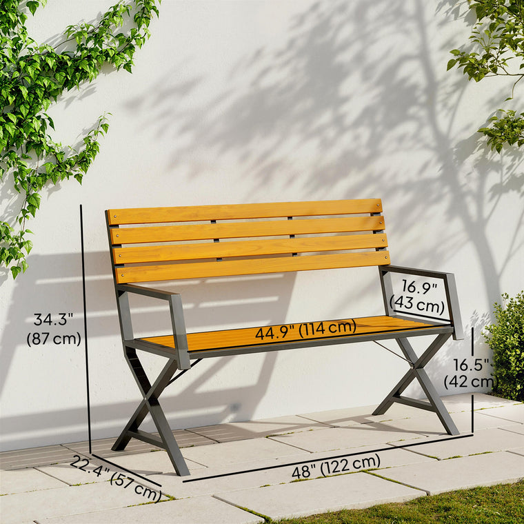 Garden Bench with Backrest and Armrests, 2-Person