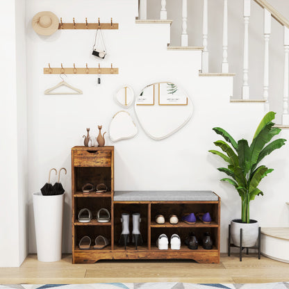 Shoe Storage Bench with Drawer and 6 Shelves
