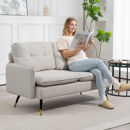 55" Linen Loveseat with Button Tufting