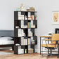 5-Tier Geometric Bookshelf, S Shaped Bookcase, Modern Freestanding Display Shelf Unit for Home Office, Black