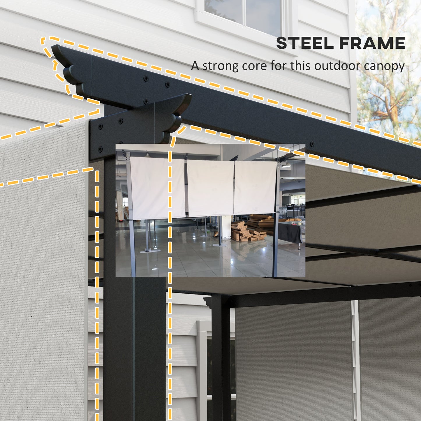 Metal Pergola, Outdoor Pergola with Retractable Canopy, for Garden, Patio, Backyard, Deck