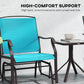 3 Piece Patio Glider Set Outdoor Gliders with Breathable Mesh Seat, Glass Top Table for Garden, Yard, Blue