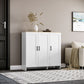 Modern Sideboard Cabinet with Adjustable Shelves, 3 Doors for Modern Kitchen & Dining Room, Ideal for Homeowners, White