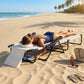 Folding Lounge Chair w/ Reclining Back, Cream White