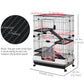 45"H Black 4-Level Guinea Pig Cage with Wheels & Ramp