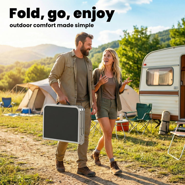2ft Folding Camping Table with Mesh Storage Layer