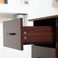 Computer Desk, 47" Writing Table with 3-Tier Shelves and 3 Reversible Drawers for Home Office, Bedroom, Walnut