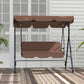 3-Seater Outdoor Porch Swing with Adjustable Canopy, Patio Swing Chair for Garden, Poolside, Backyard, Red