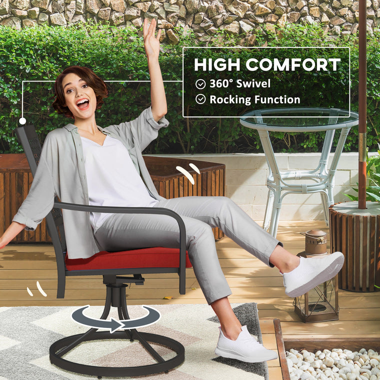 Patio Swivel Rocker Chair with Curved Armrests