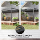 10' x 7' Black Patio Pergola with Retractable Canopy
