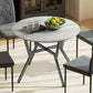 35" Round Dining Table, Modern Dining Room Table with Steel Frame, Space Saving Small Kitchen Table, Grey