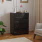 4 Drawer Cabinet, High Gloss Drawer Chest for Bedroom, Chest of Drawers with Metal Runners and Groove Handles, Black
