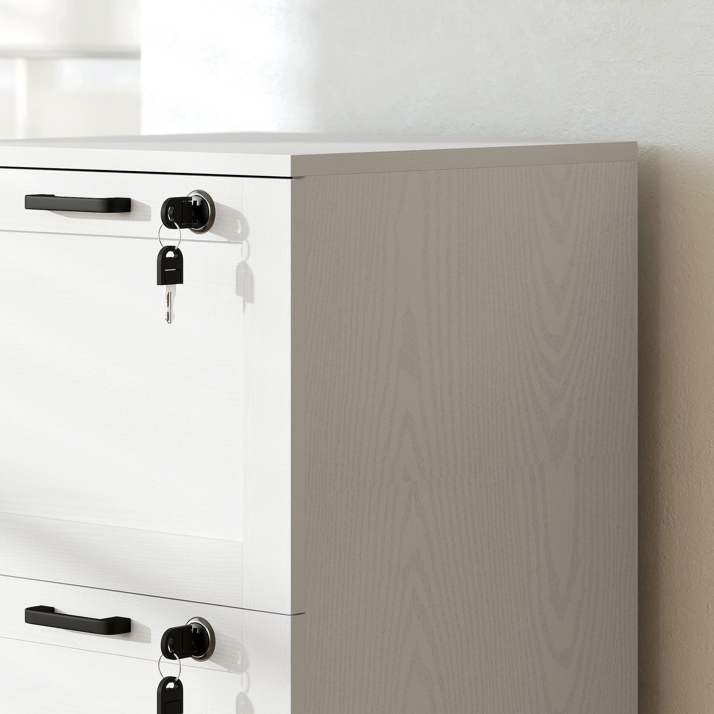 Vertical Filing Cabinet with 3 Drawers, Lock, File Cabinet for Home Office, A4 and Letter Size Files, White