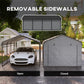 Metal Carport, Heavy Duty Garage Car Shelter with Galvanized Metal Roof and Removable Sidewalls, Light Grey