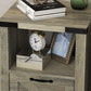 Small Side Table with Storage, Farmhouse End Table with Drawer, Open Shelf and Barn-style Panel, Nightstand for Living Room, Bedroom, Grey