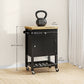 Kitchen Island on Wheels, Rolling Kitchen Cart with Wood Top, Towel Rack, Drawer and Shelf for Dining Area, Black