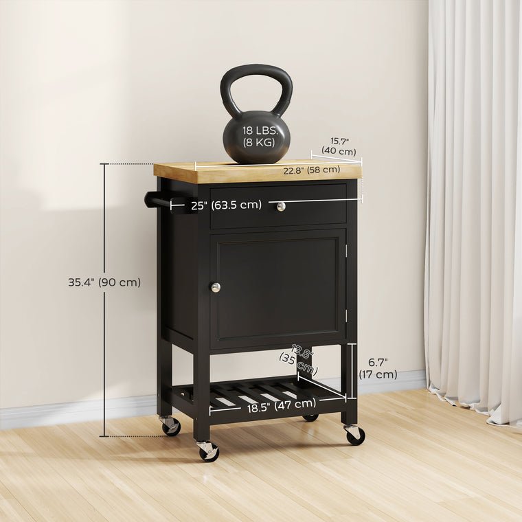 Rolling Kitchen Island Cart with Wood Top