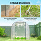 Polytunnel Greenhouse with Roll-up Door and Mesh Window, Walk-in Grow House Tent with Steel Frame, 3 x 2 x 2 m, Clear